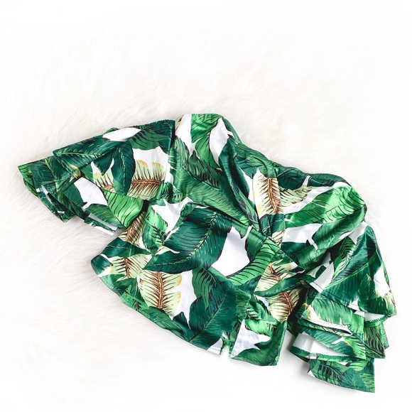 AKIRA Tops - AKIRA | banana leaves satin ruffle bustier top